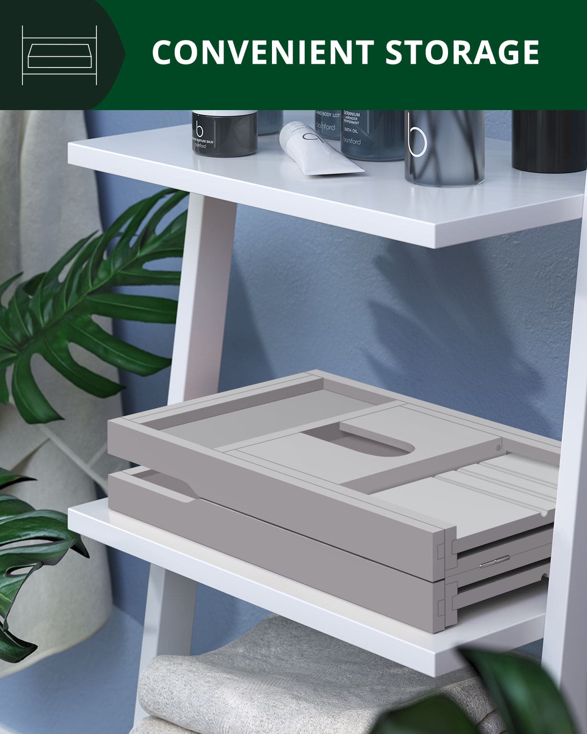 Bathtub Caddy Tray, Gray - themonogram manor 