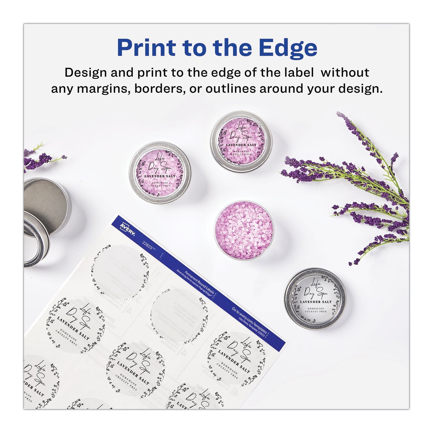 Avery Round Print - to - the Edge Labels with Sure Feed and Easy Peel, 2" dia, Glossy Clear, 120/PK - themonogram manor 