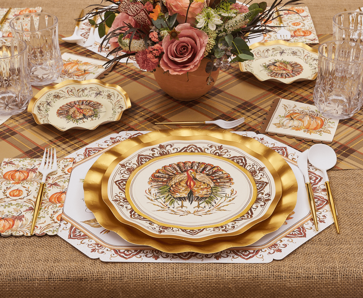 Turkey & Gourds Dinner Plates/8pk - themonogram manor 