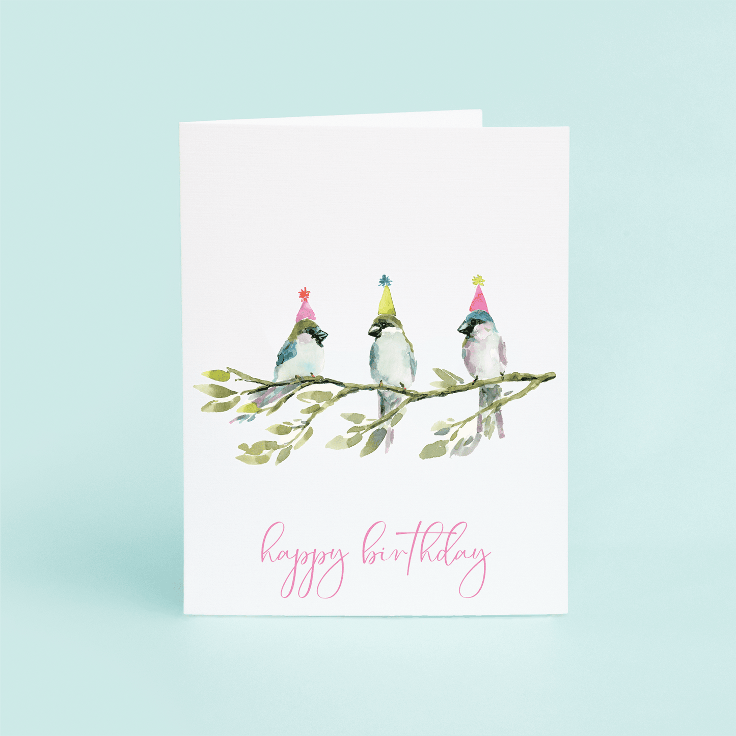Finches On Branch "Happy Birthday" - themonogram manor 