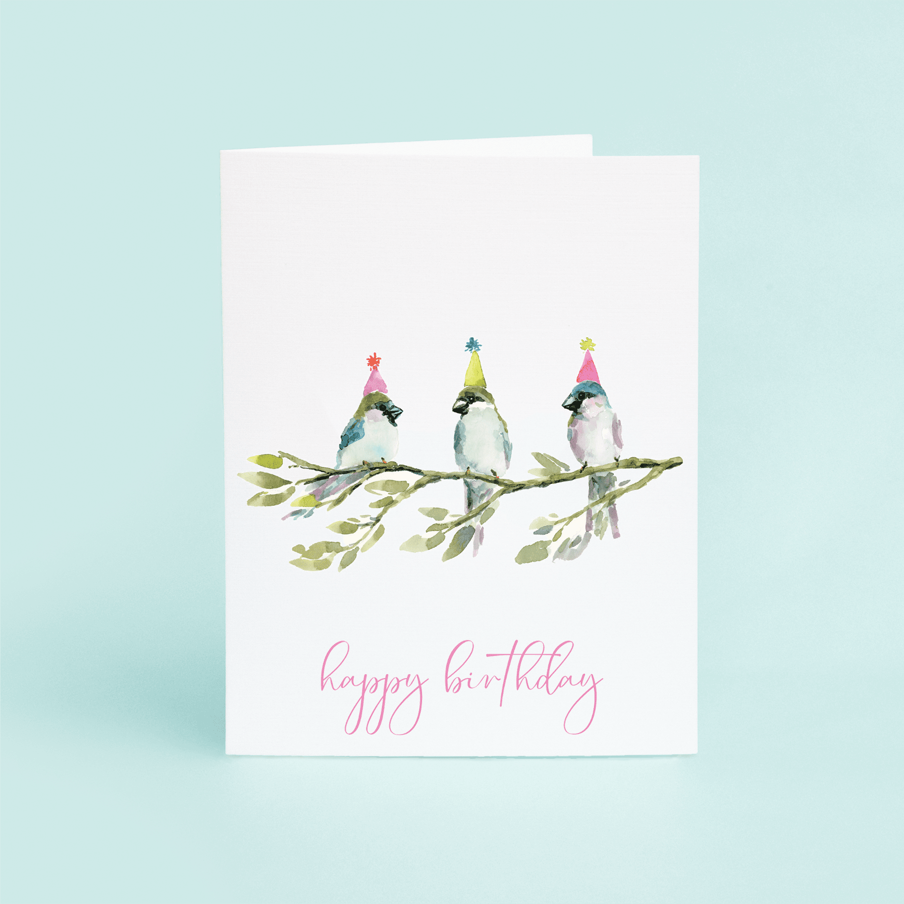 Finches On Branch "Happy Birthday" - themonogram manor 