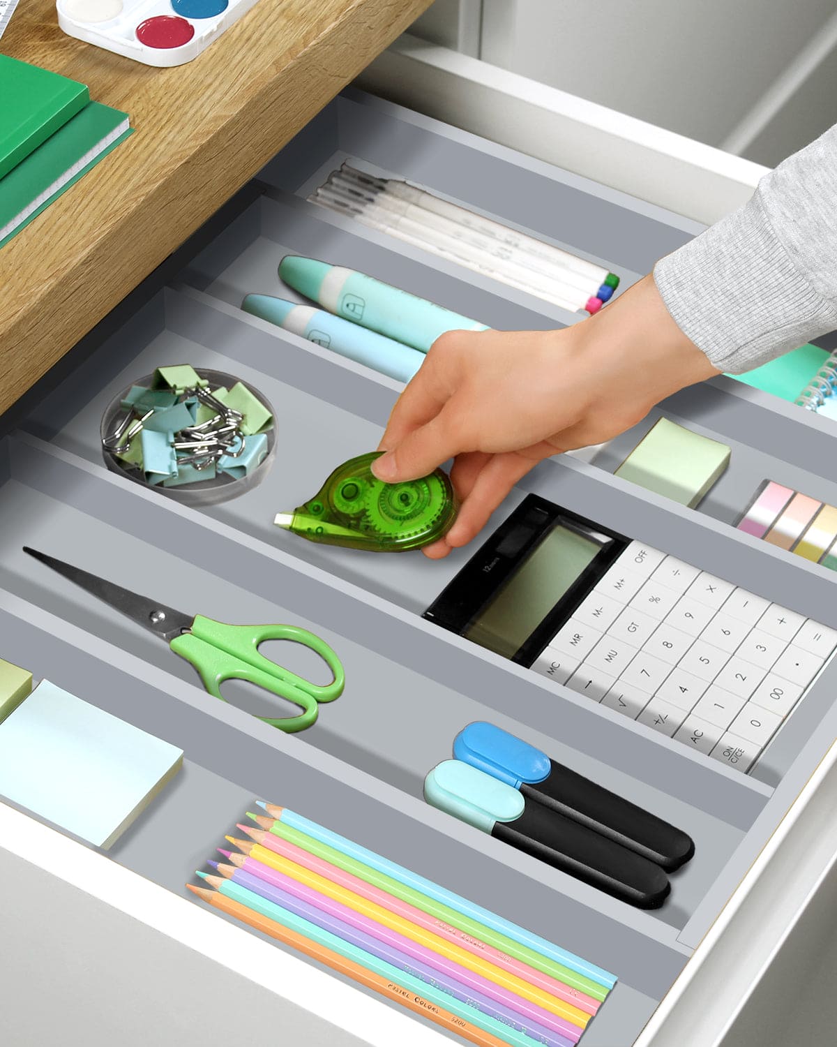 Utensil Drawer Organizer, Gray (5 Slots) - themonogram manor 