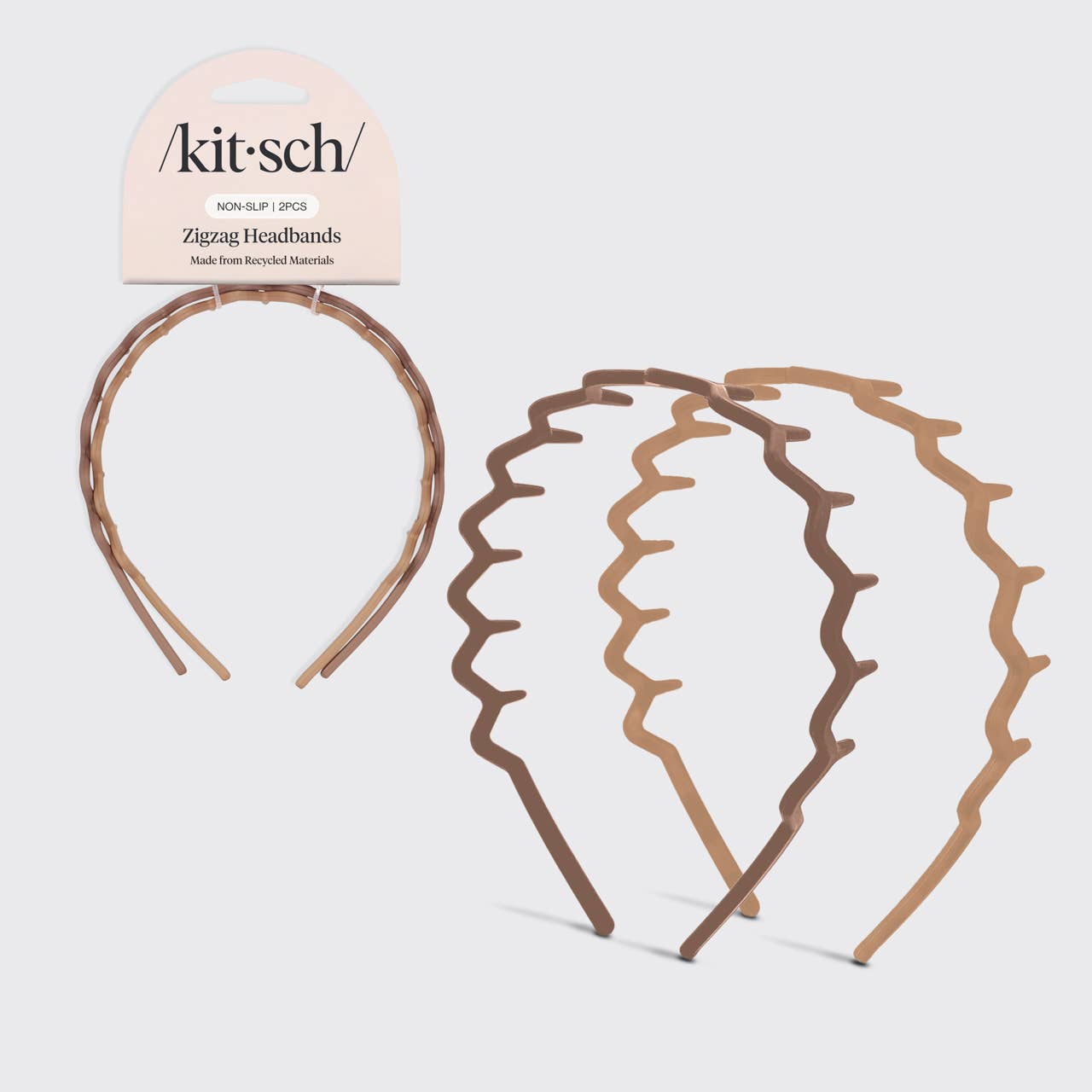 Recycled Plastic Zig Zag Headband 2pc - Neutral - themonogram manor 