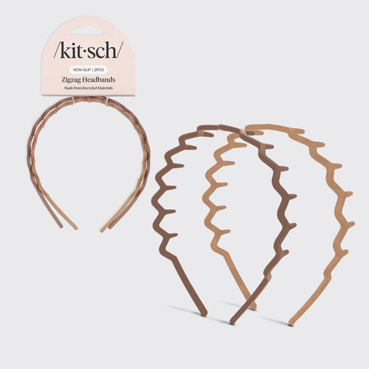 Recycled Plastic Zig Zag Headband 2pc - Neutral - themonogram manor 