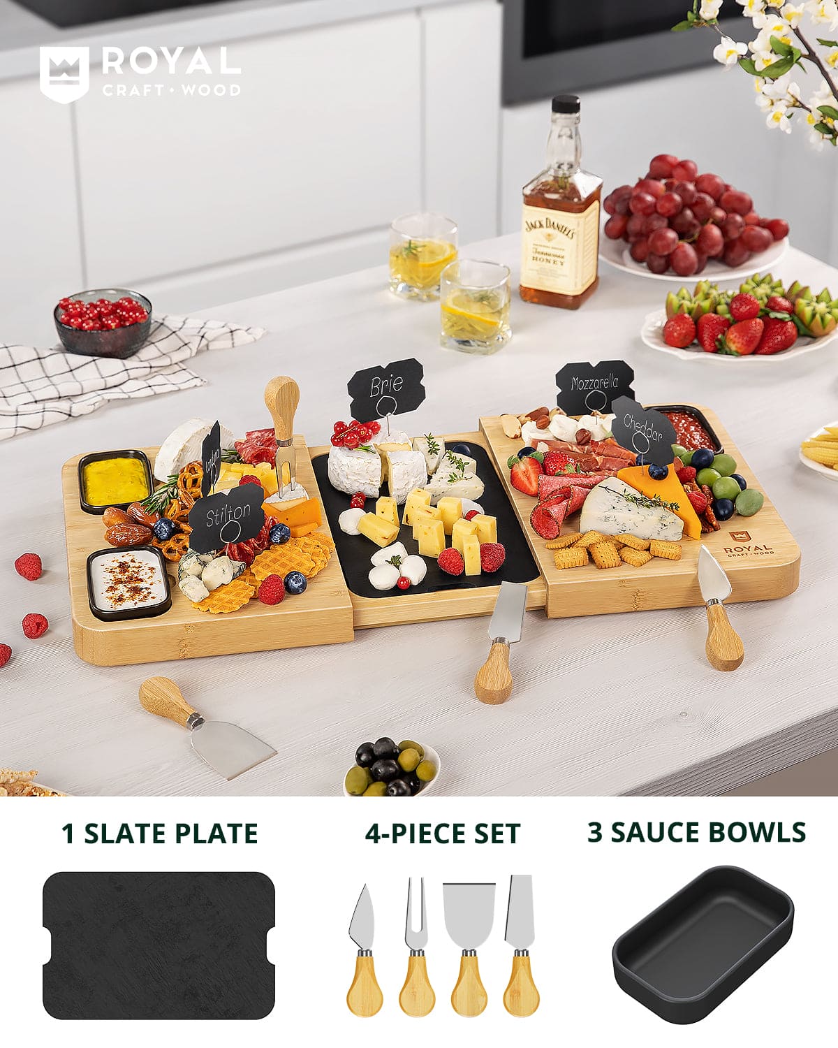 Cheese Board Set with Slate Plate - themonogram manor 