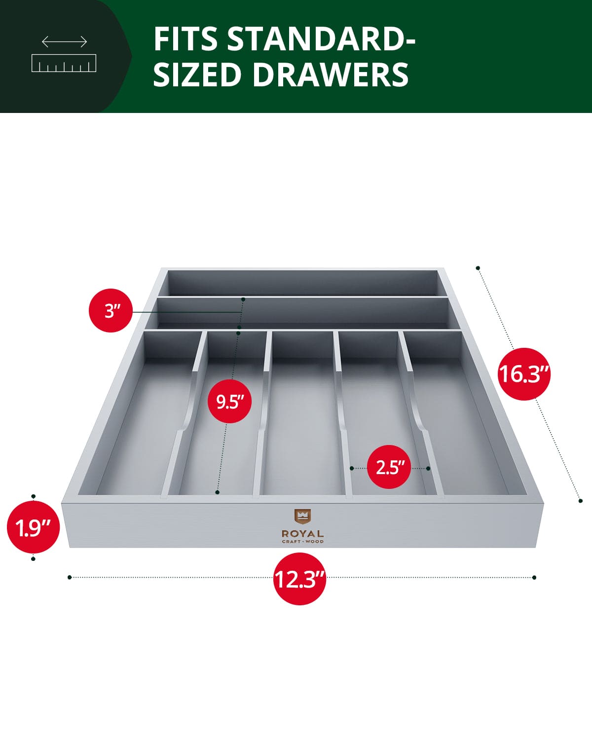 Basic Silverware Drawer Organizer, Gray - themonogram manor 