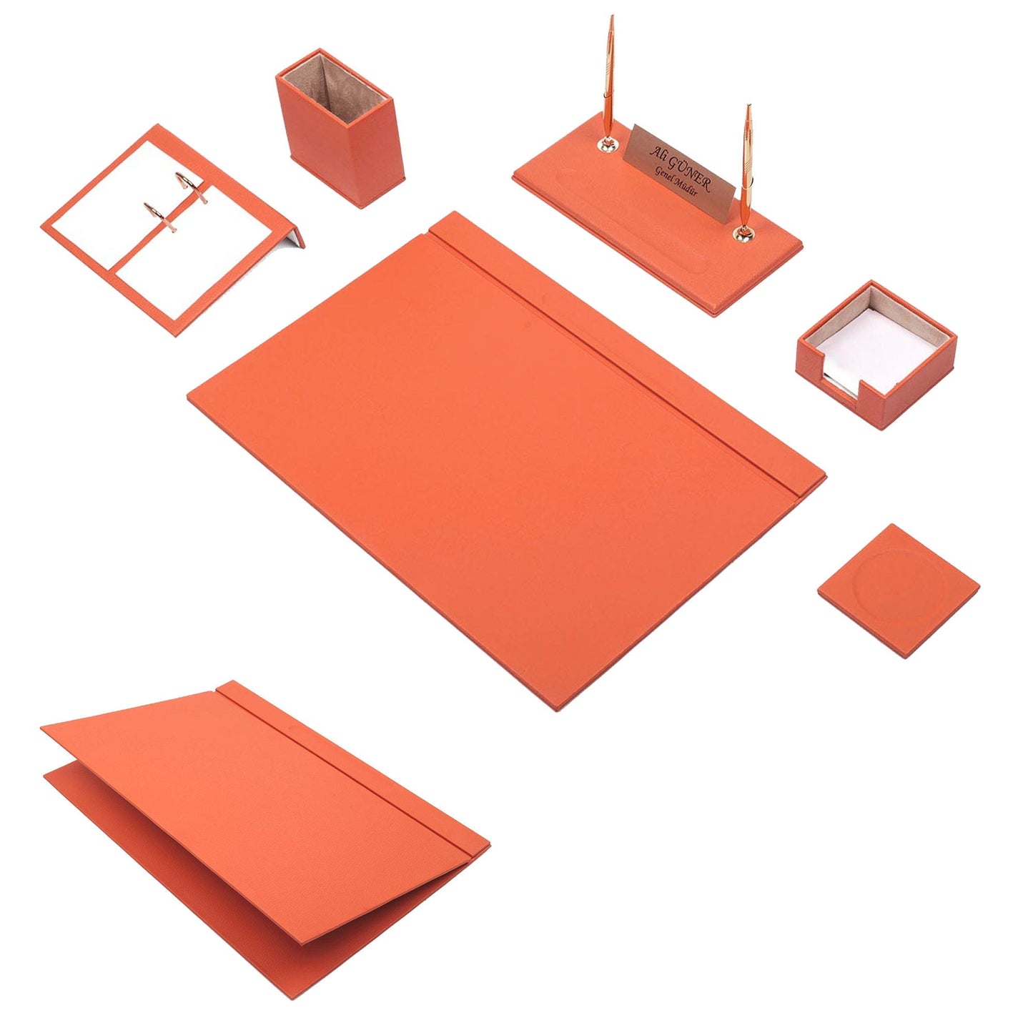 MOOG Leather Desk Set - 8 Accessories - White - 8 PCS - themonogram manor 