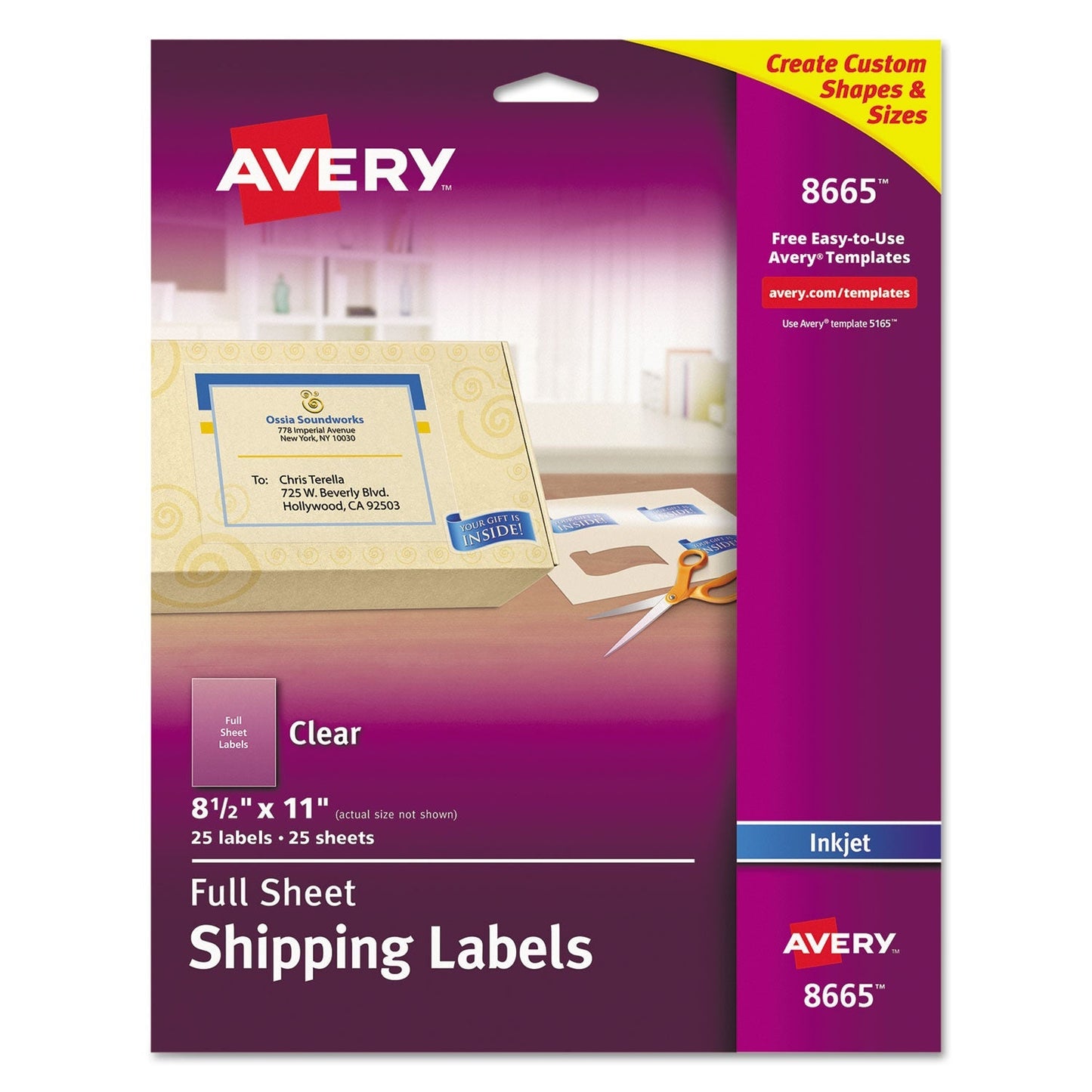 Avery Matte Clear Shipping Labels, Inkjet Printers, 8.5 x 11, Clear, 25/Pack - themonogram manor 