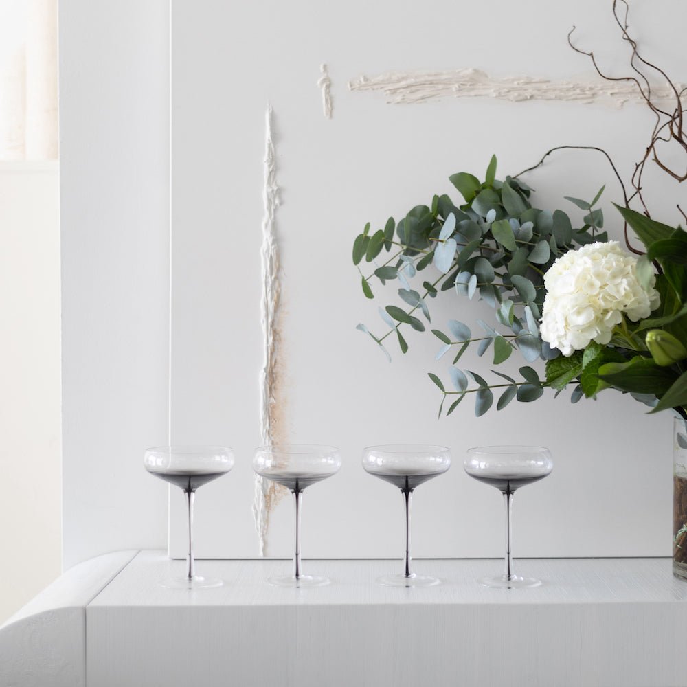 Smoke Stem Coupe Glasses - themonogram manor 