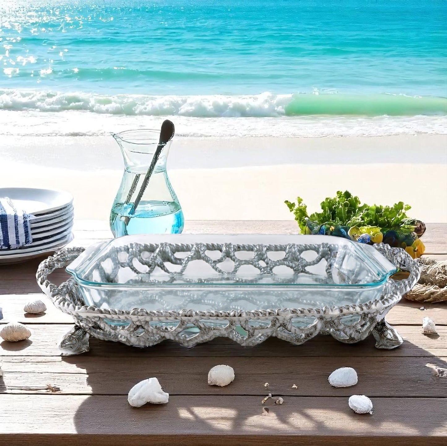 Fish Net Casserole / Pyrex Holder - themonogram manor 