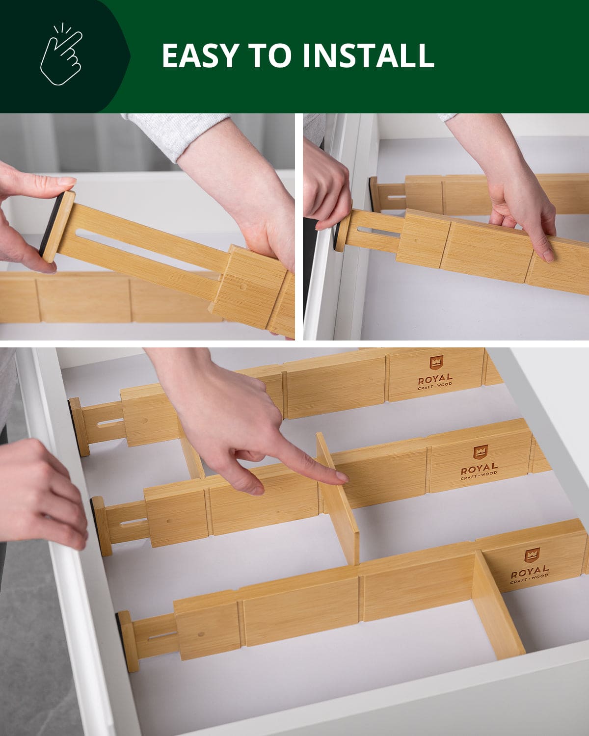 Drawer Dividers 22” with inserts, Natural - themonogram manor 