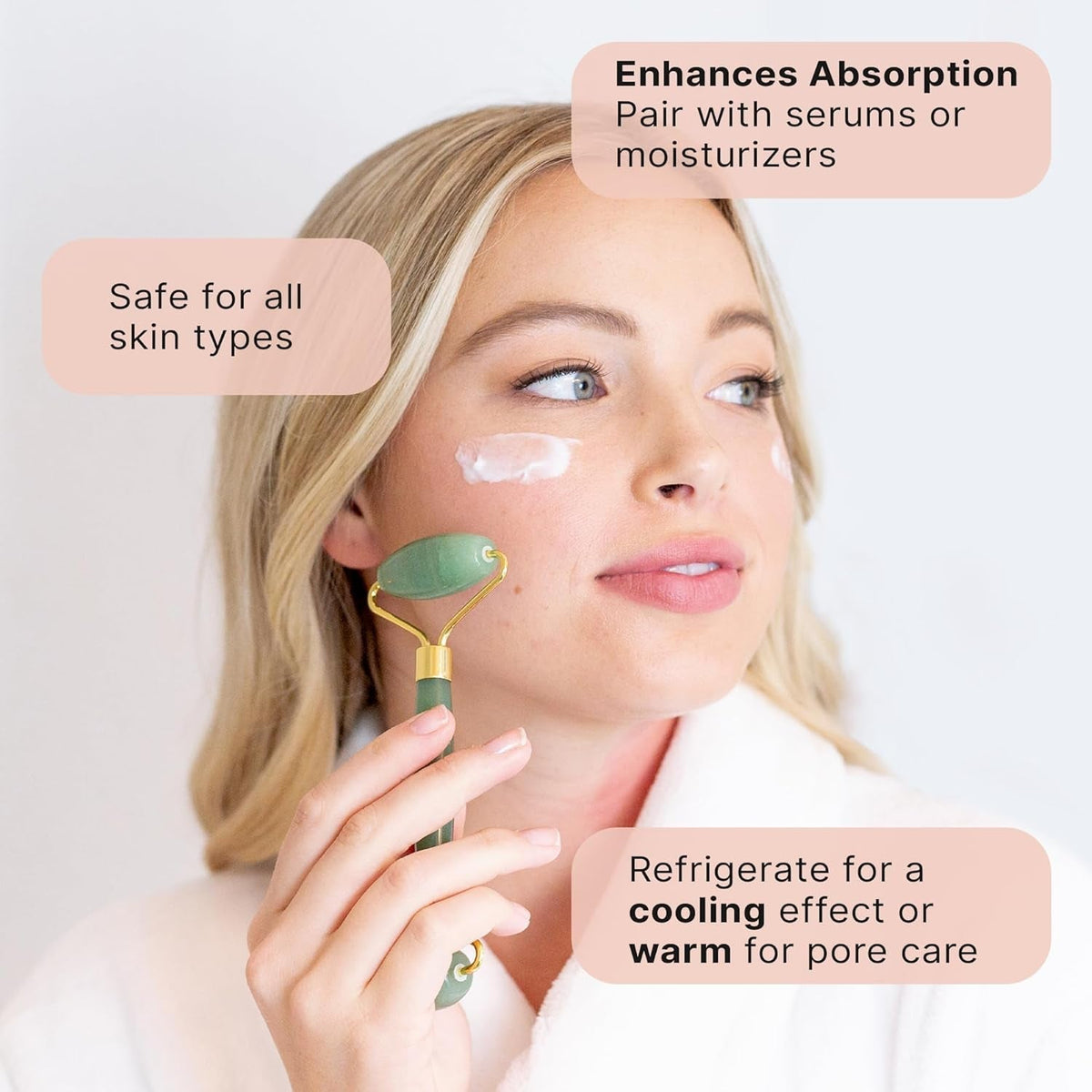 Jade Roller for Face - Smoothes Fine Lines & Wrinkles, Face Massager Skin Care Tools with Small Eye Roller for Puffy Eyes, De-Puffing & Firming Facial Tool, Self Care Gifts for Women - themonogram manor 