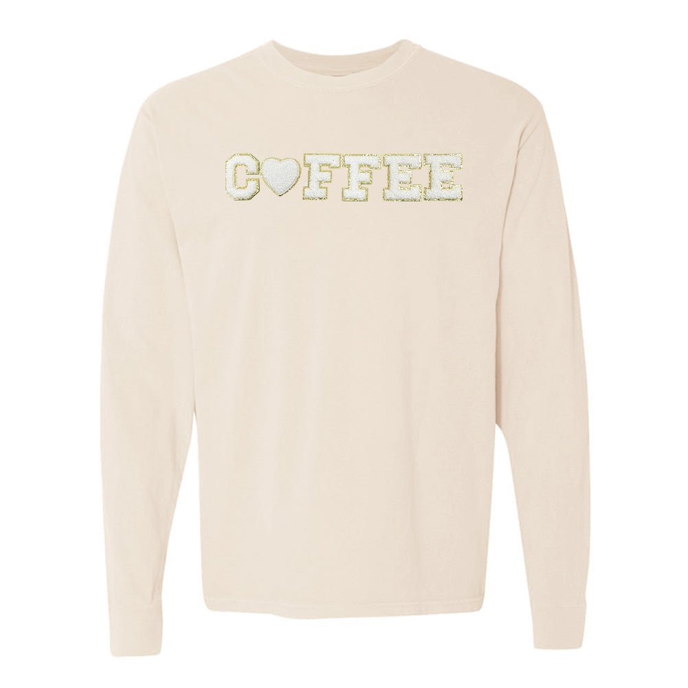 Coffee Heart Letter Patch Long Sleeve T-Shirt - themonogram manor 