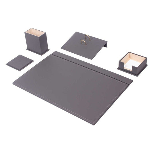 MOOG Leather Desk Set - 5 Accessories - Gray - 5 PCS - themonogram manor 