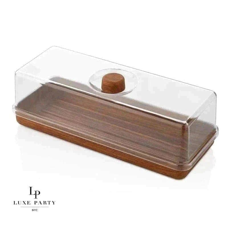 Rectangle Mahogany Heavy Plastic Serving Tray with Plastic - themonogram manor 