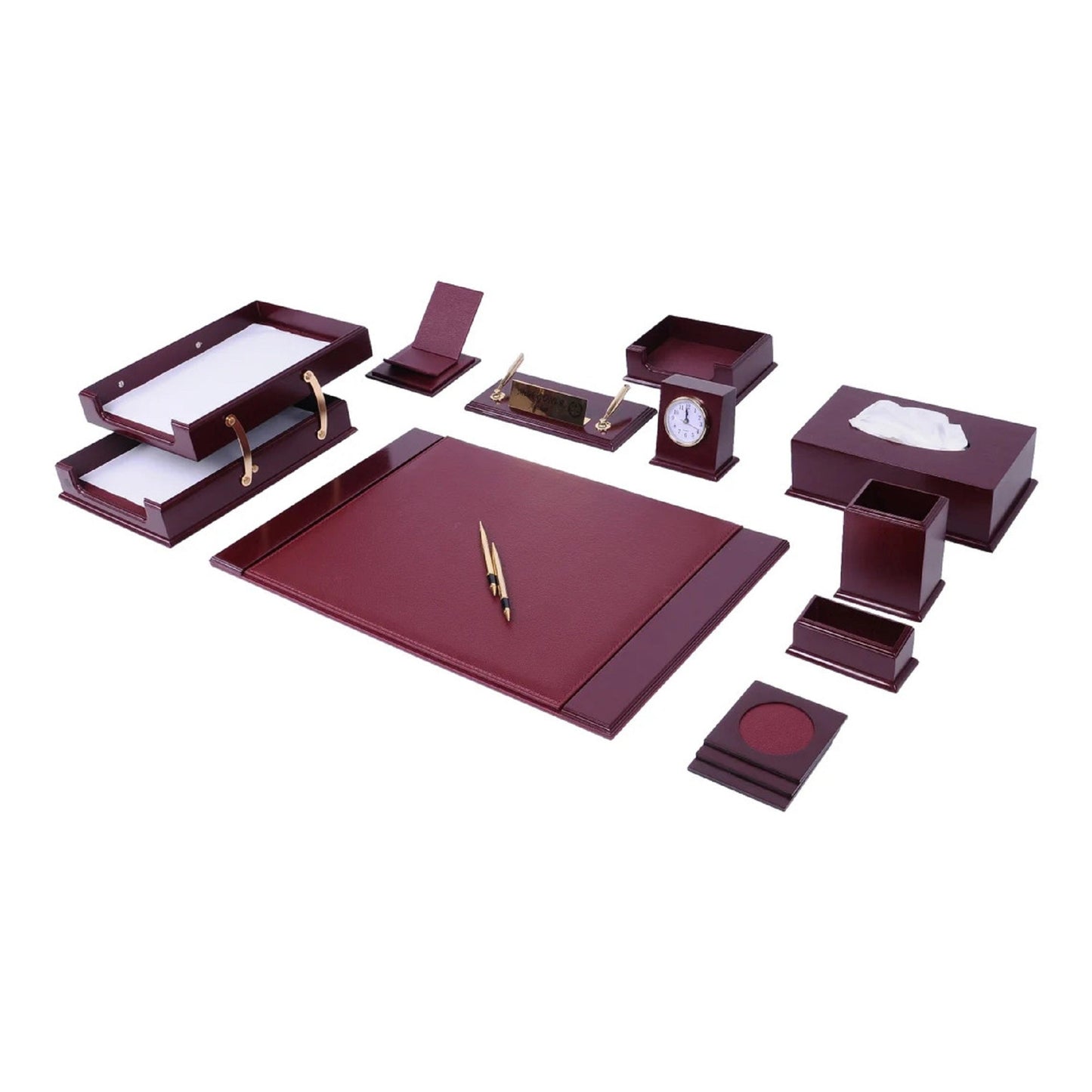 MOOG Prestige Wood Desk Set - Walnut - 12PCS - themonogram manor 