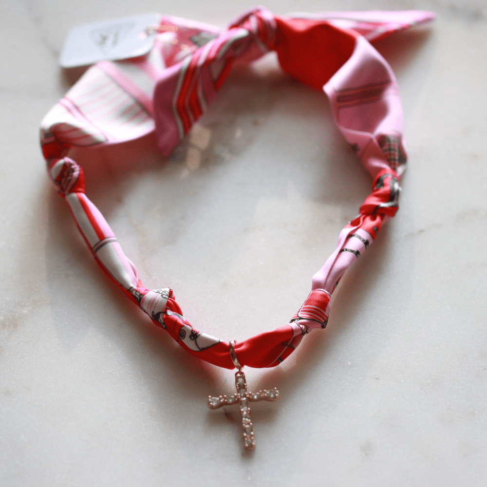 Scarf Necklace ~ Pink Horse Pattern - themonogram manor 