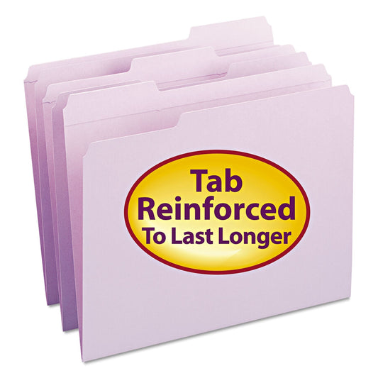 Smead Reinforced Top Tab Colored File Folders, 1/3 - Cut Tabs: Assorted, Letter Size, 0.75" Expansion, Lavender, 100/Box - themonogram manor 