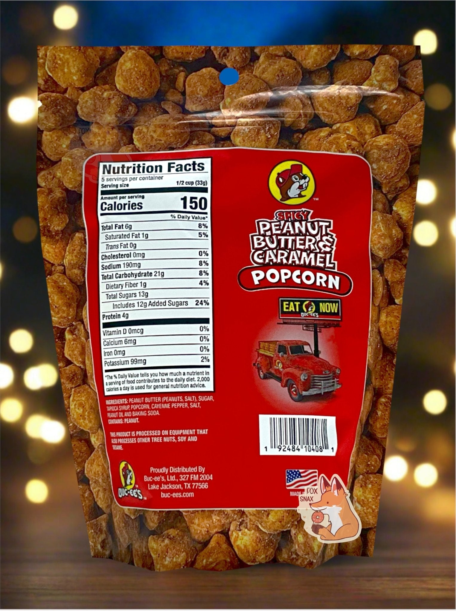 Buc - ee's Spicy Peanut Butter & Caramel Popcorn - themonogram manor 