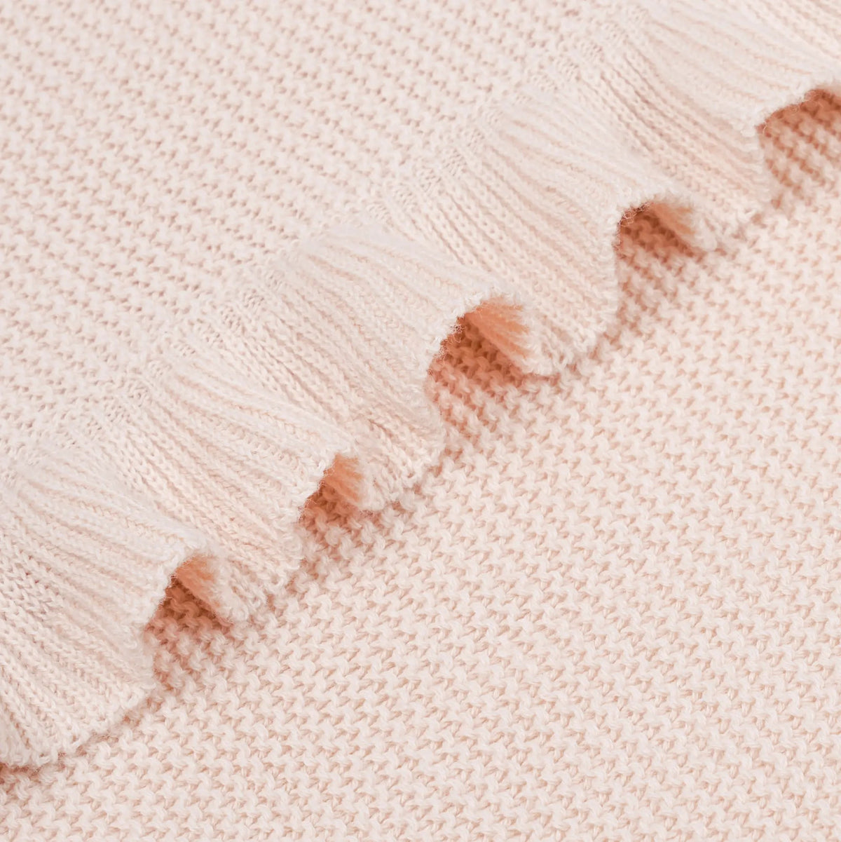 Ruffled Edge Knit Baby Blanket in Beige - themonogram manor 