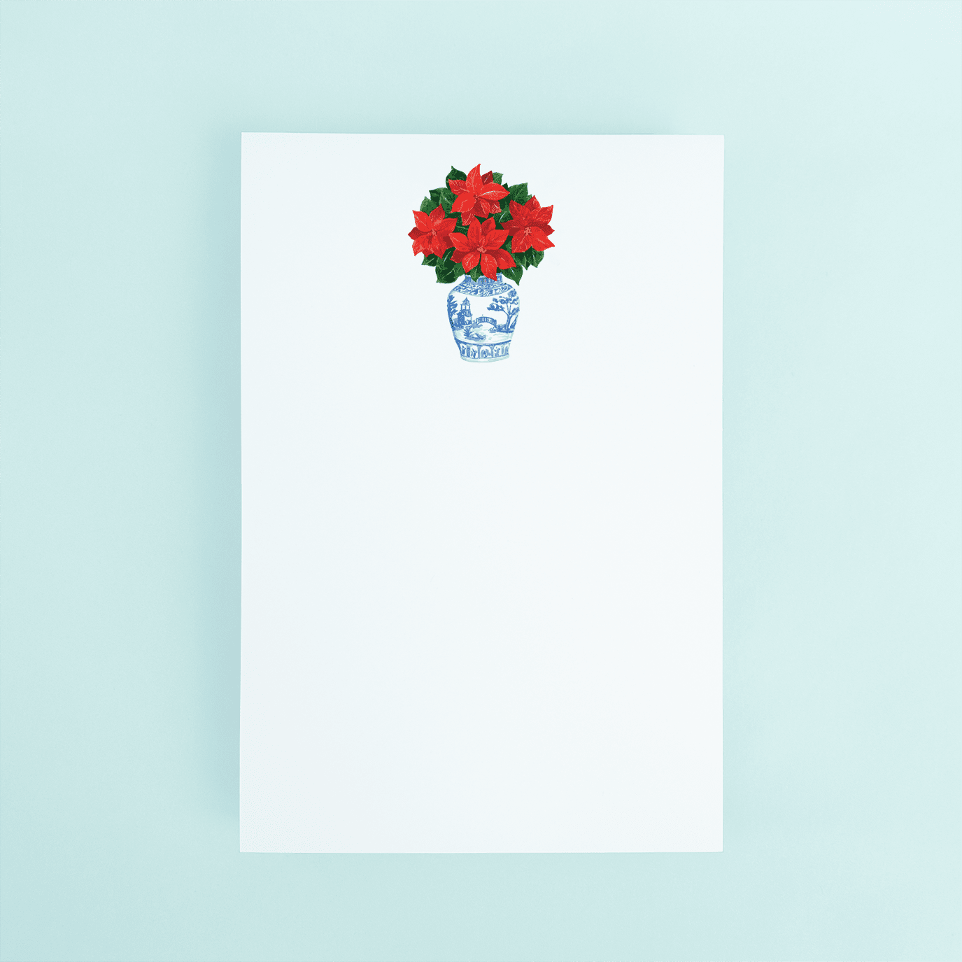 Chinoiserie Poinsettias Notepad - themonogram manor 