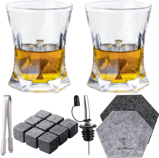 Whiskey Glasses 9oz Premium Scotch Glasses Set of 2 - Old Fashioned Whiskey - themonogram manor 