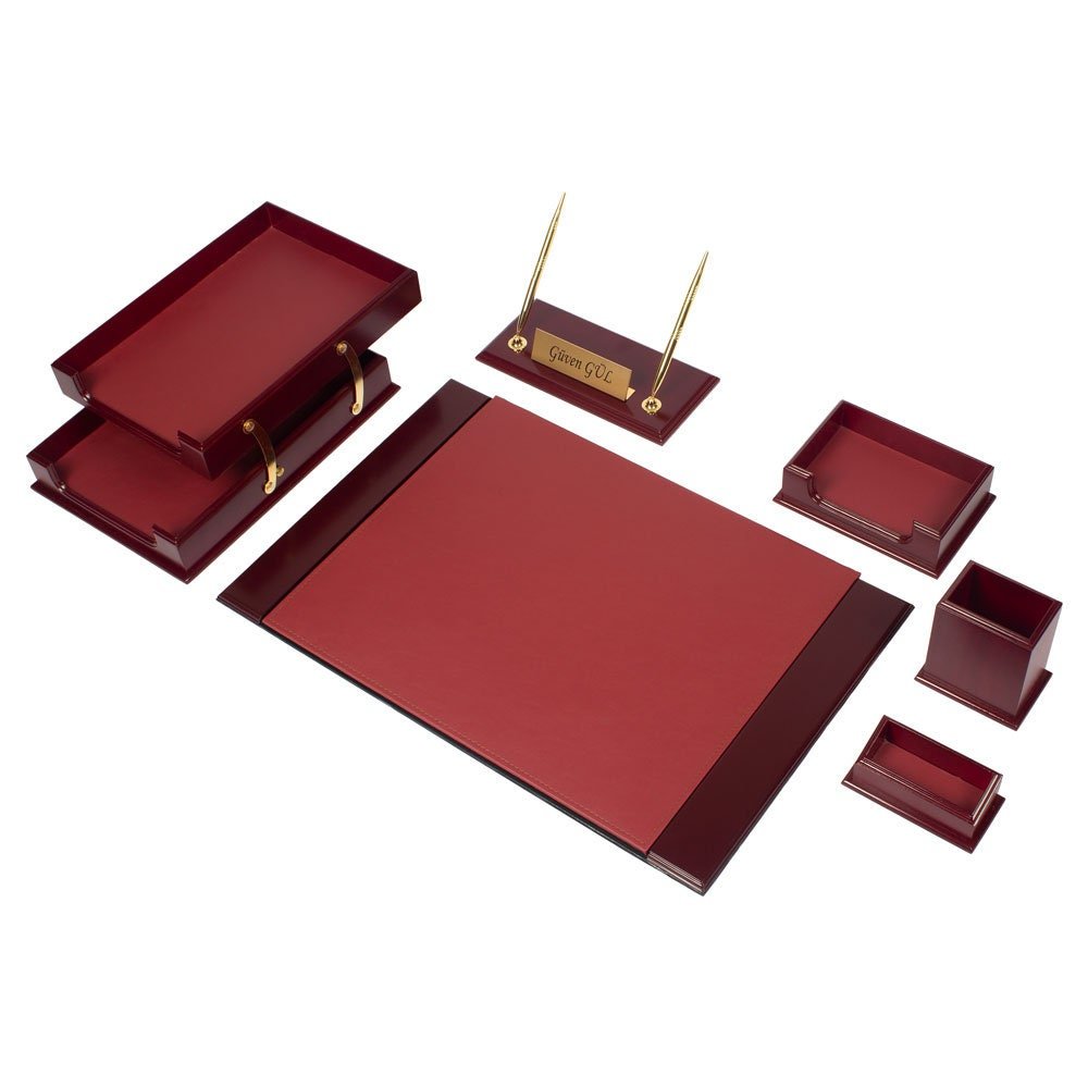 MOOG Wooden Prestige Desk Set - Burgundy - 8 PCS - themonogram manor 