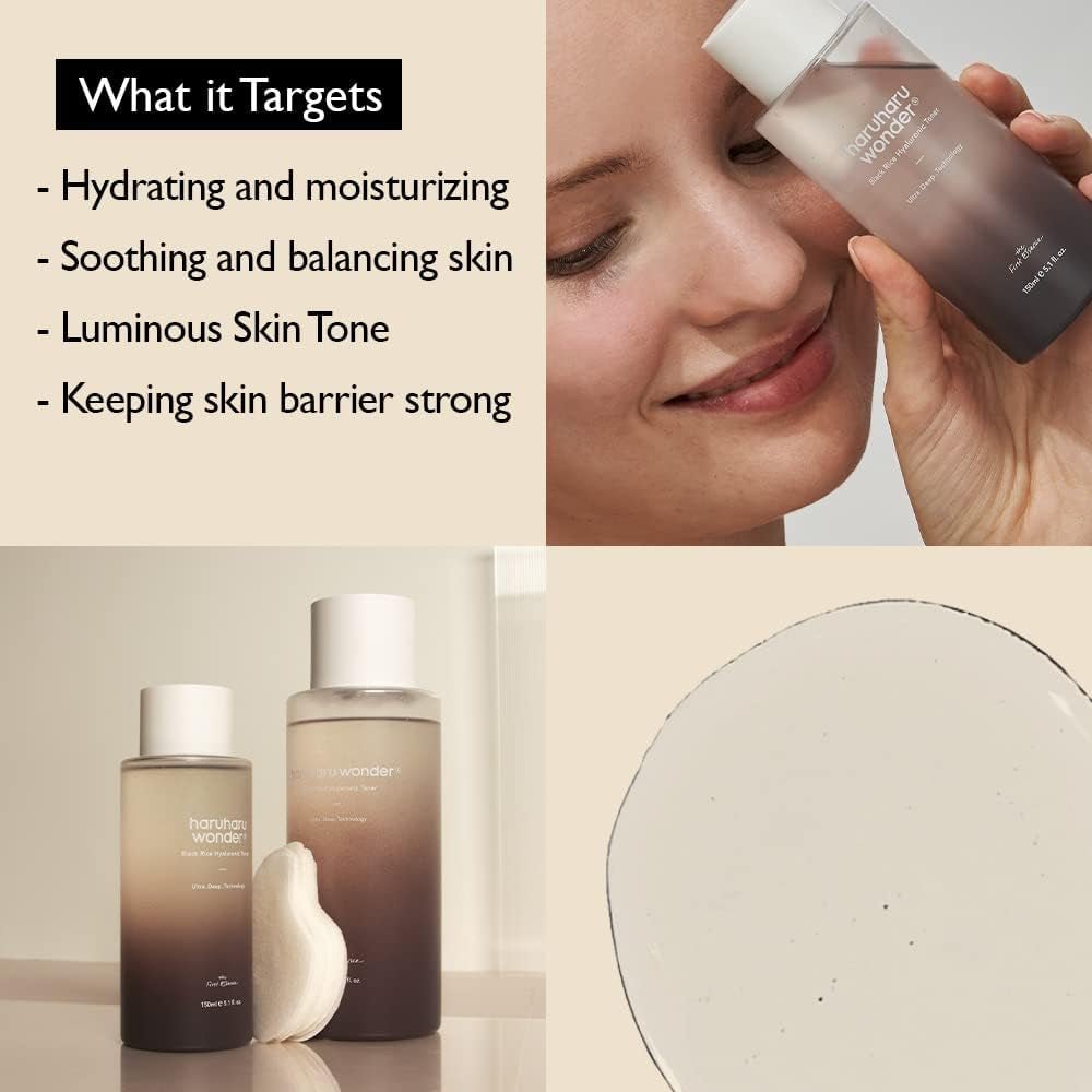 Wonder Black Rice Hyaluronic Toner 10.1 Fl.Oz / 300Ml | Face Moisturizer, Facial Toner for All Skin Types | Vegan, Cruelty Free, Ewg-Green - themonogram manor 