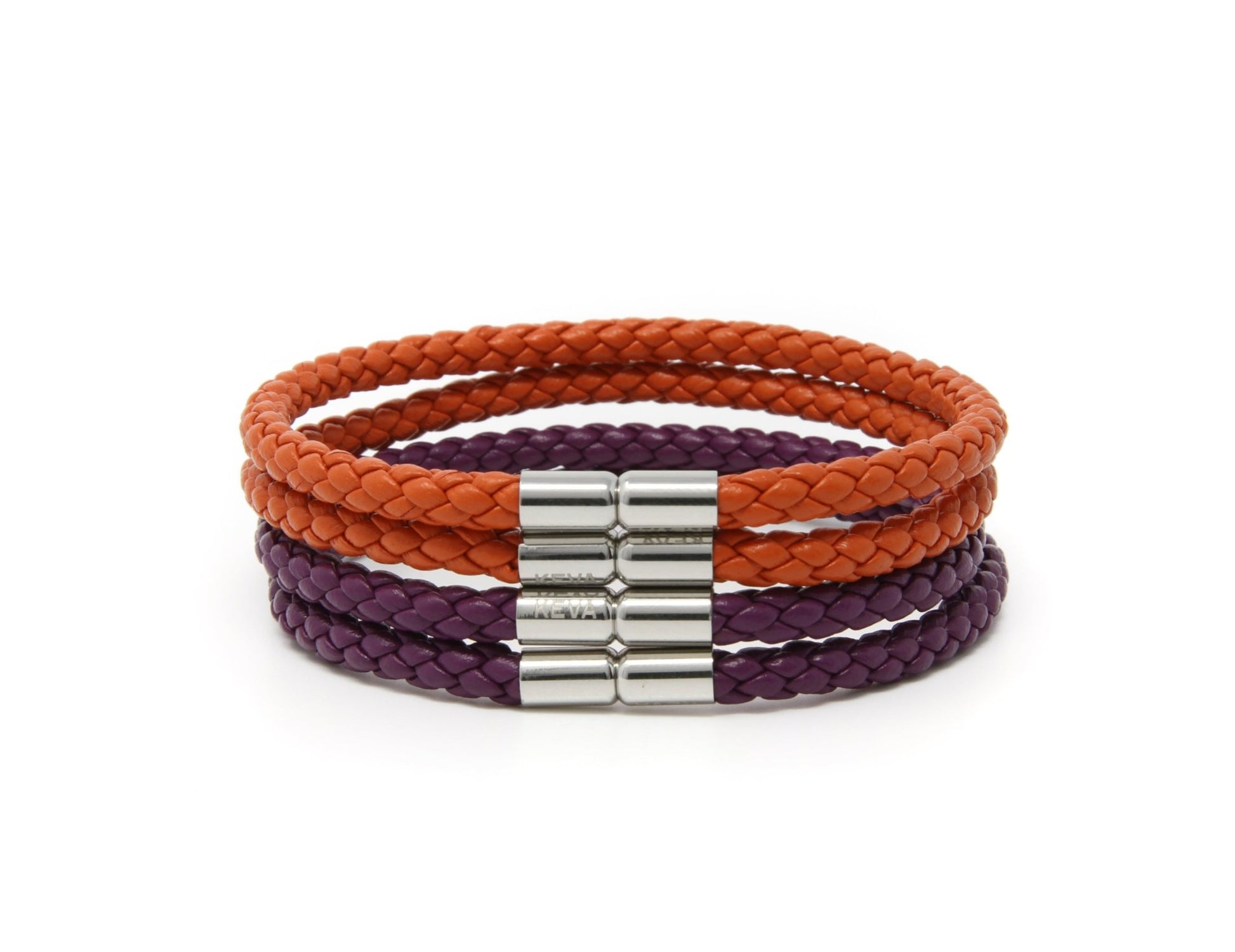 Orange and Purple Braided Bracelet - set of 4 - themonogram manor 