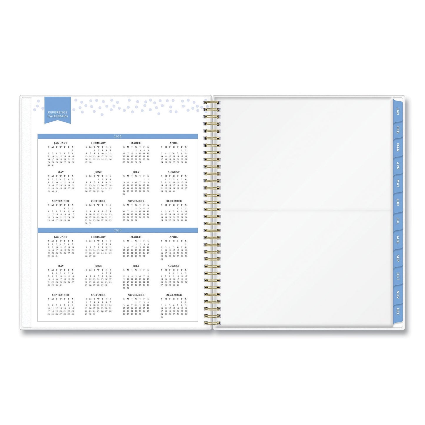 Blue Sky Day Designer Tile Weekly/Monthly Planner, Tile Artwork, 11 x 8.5, Blue/White Cover, 12 - Month (Jan to Dec): 2023 - themonogram manor 