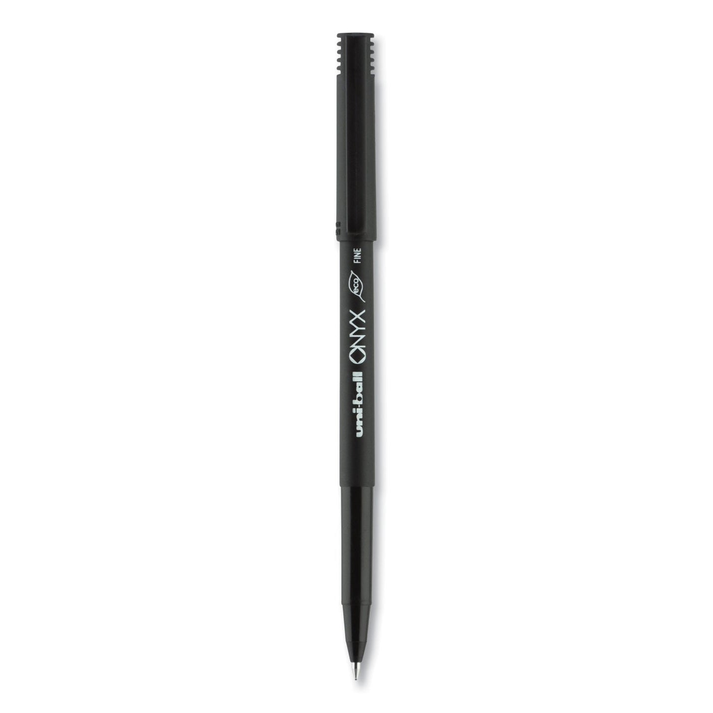 uniball ONYX Roller Ball Pen, Stick, Fine 0.7 mm, Black Ink, Black Matte Barrel, Dozen - themonogram manor 
