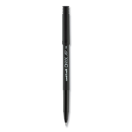 uniball ONYX Roller Ball Pen, Stick, Fine 0.7 mm, Black Ink, Black Matte Barrel, Dozen - themonogram manor 