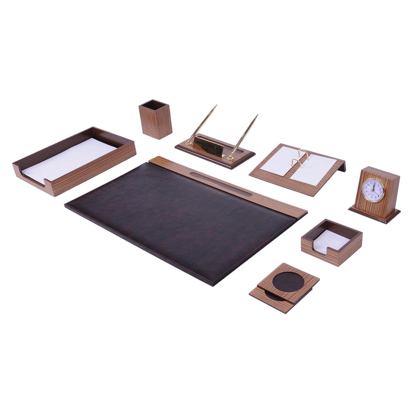 MOOG Zebrona Leather Desk Organizer Set - 11 PCS - themonogram manor 