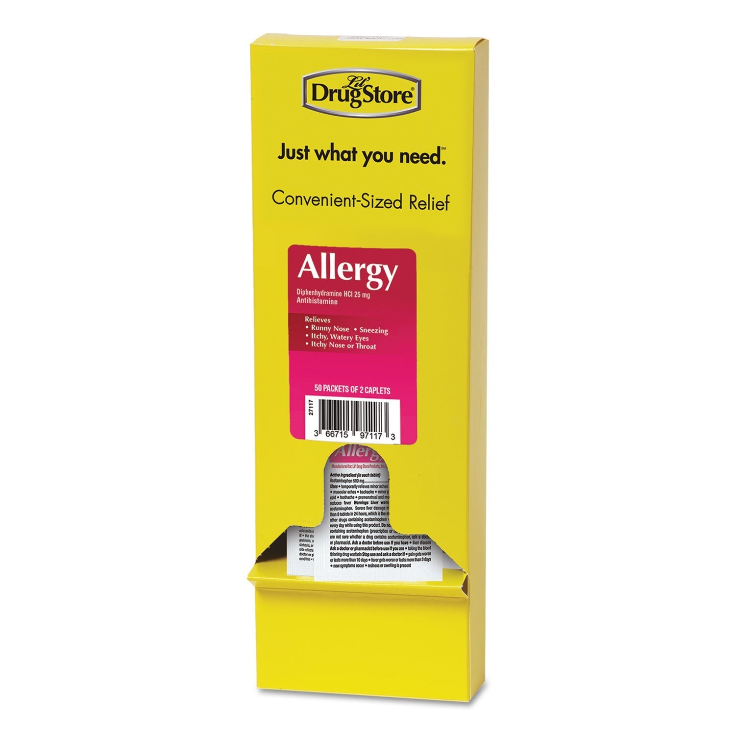 Lil' Drugstore Allergy Relief Tablets, Refill Pack, Two Tablets/Packet, 50 Packets/Box - themonogram manor 