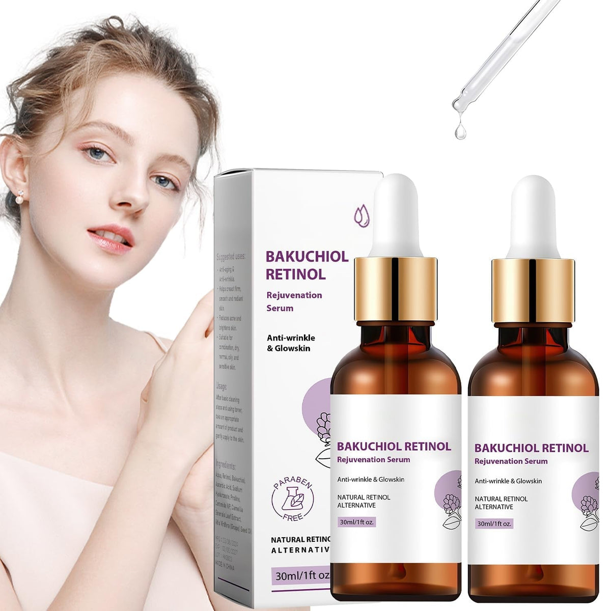 2 PCS Venature Bakuchiol Retinol Rejuvenation Serum, Bakuchiol Retinol Serum Korean for Face, Retinol Serum for Wrinkles, Reduce Wrinkles - themonogram manor 