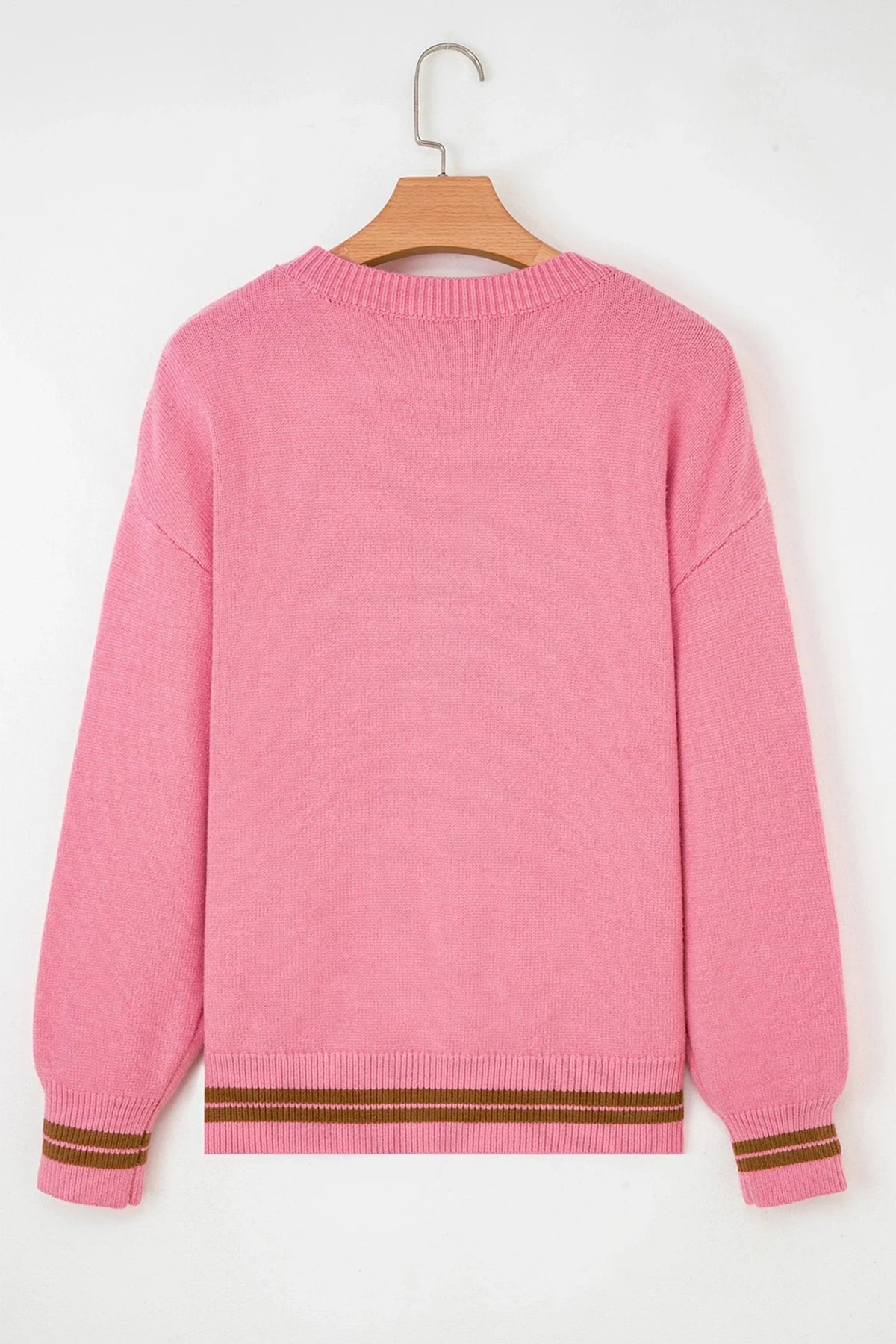 Western See You Cowboy Embroidered Stripe Cuff Sweater - themonogram manor 
