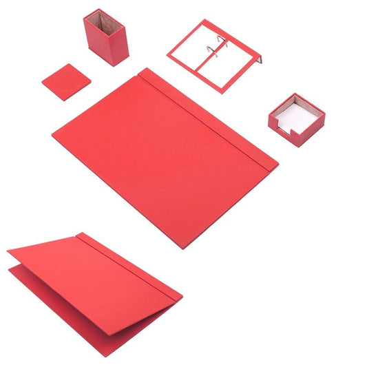 MOOG Leather Desk Set - 5 Accessories - Red - 5 PCS - themonogram manor 