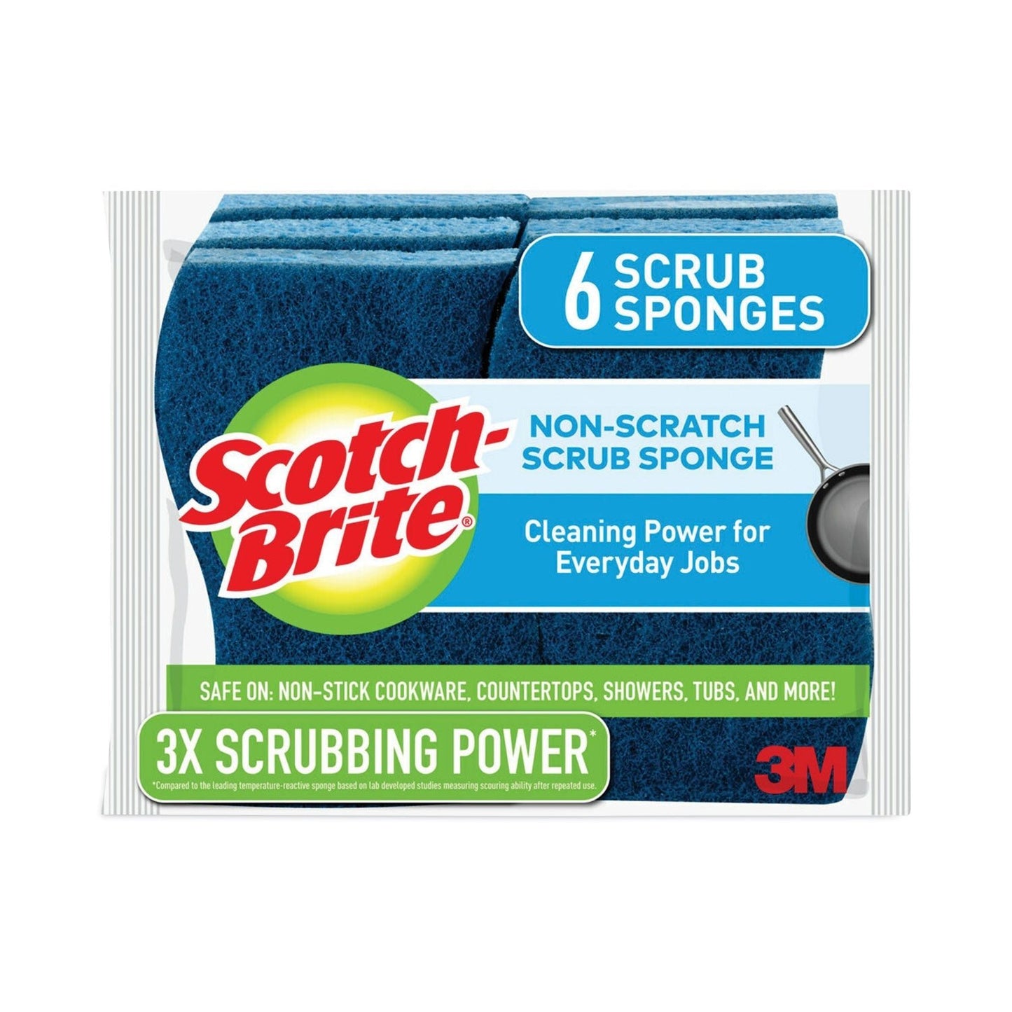 Scotch - Brite Non - Scratch Multi - Purpose Scrub Sponge, 4.4 x 2.6, 0.8" Thick, Blue, 6/Pack - themonogram manor 