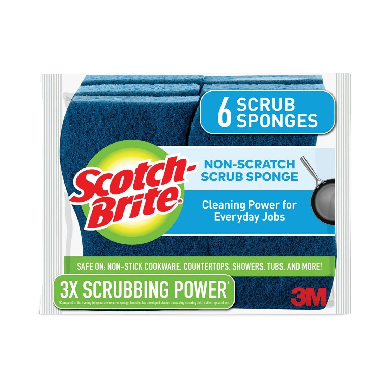 Scotch - Brite Non - Scratch Multi - Purpose Scrub Sponge, 4.4 x 2.6, 0.8" Thick, Blue, 6/Pack - themonogram manor 