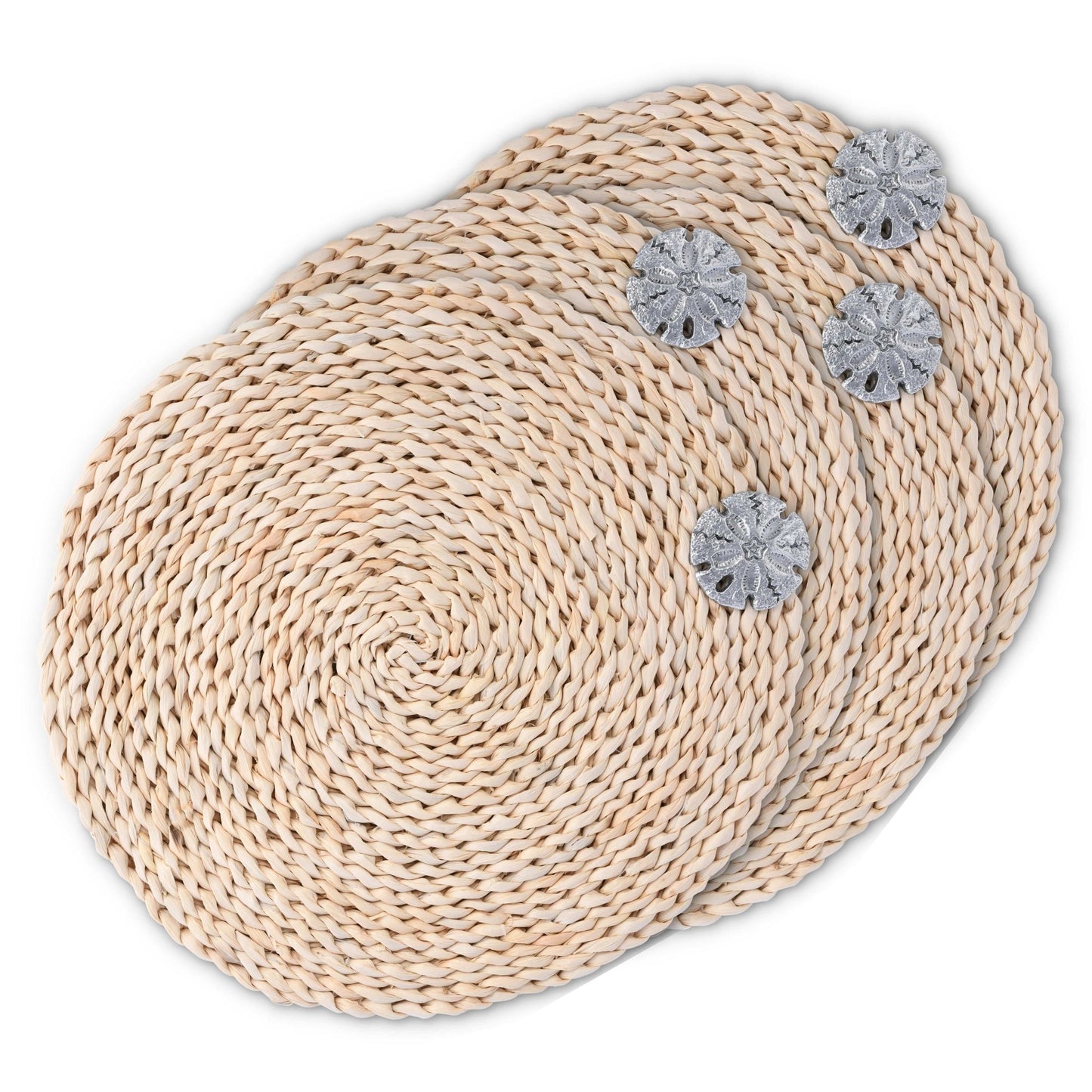 Sand Dollar Twisted Seagrass Placemats - set of 4 - themonogram manor 
