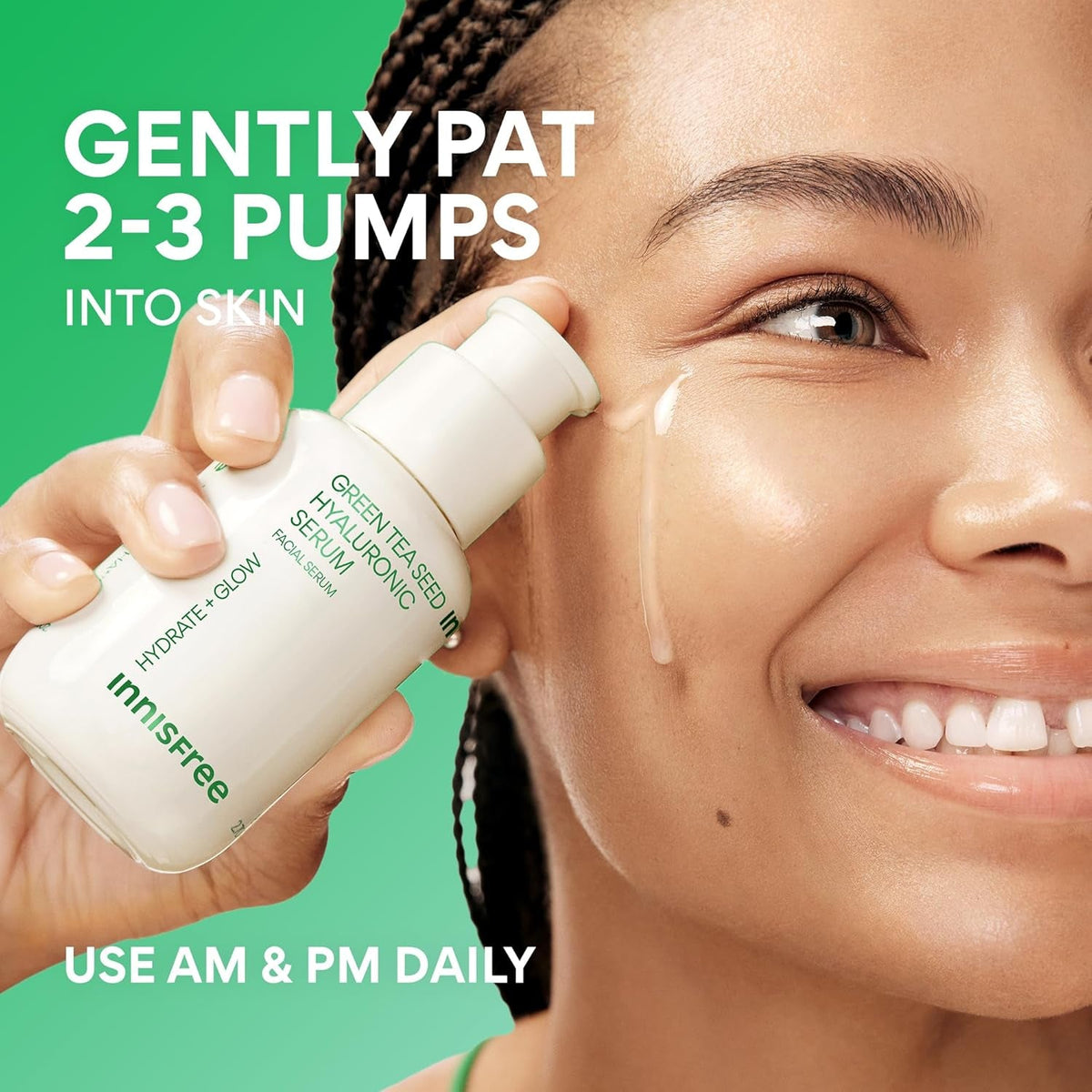 Innisfree Green Tea Seed Hyaluronic Serum with Panthenol and Niacinamide, Korean Face Serum for Hydration and Glow - themonogram manor 