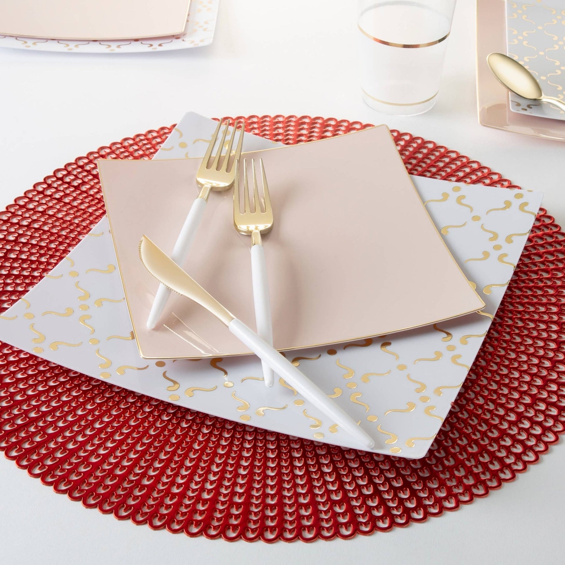 White • Gold Plastic Cutlery Set | 32 Pieces - themonogram manor 