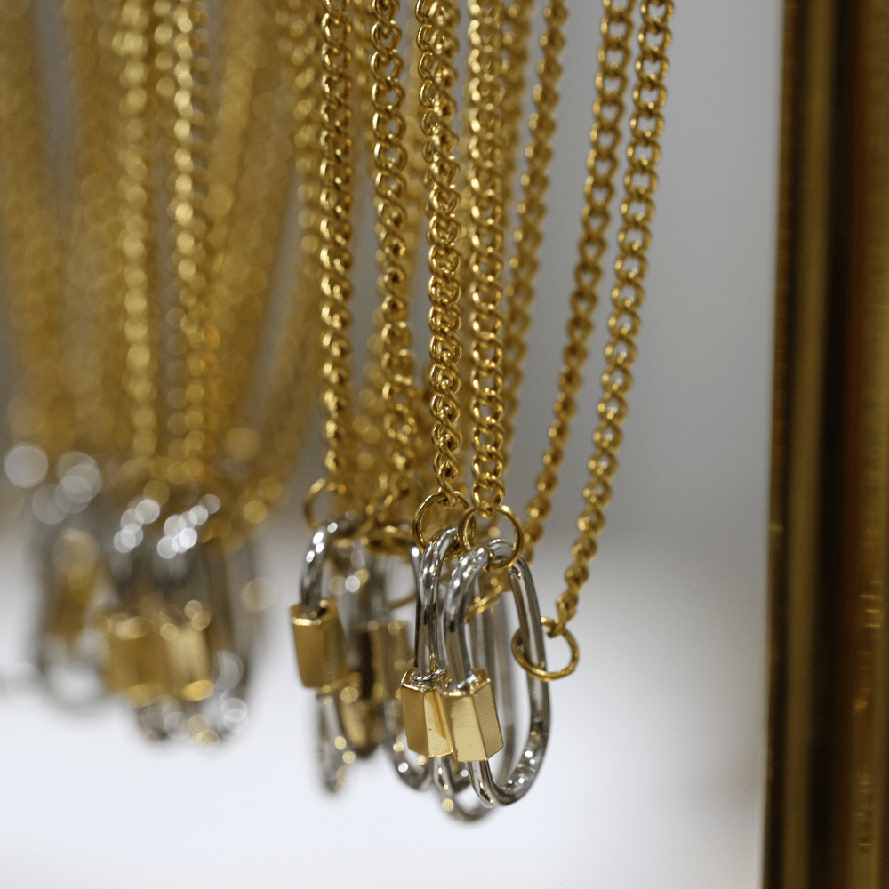 Two Tone Lock Necklace ~ Deep South Originals - themonogram manor 