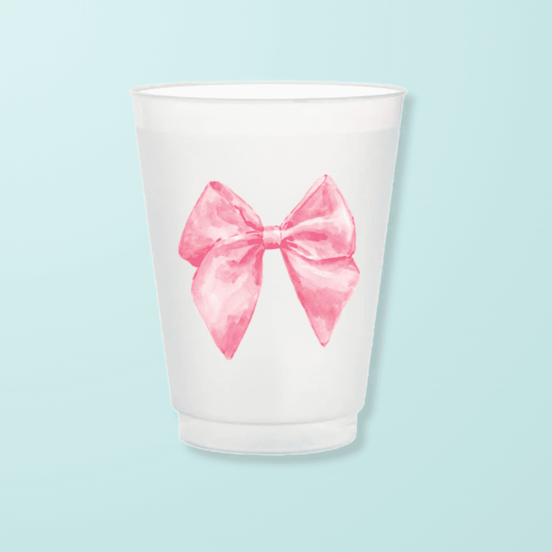 Pink Bow Frosted Cups - themonogram manor 