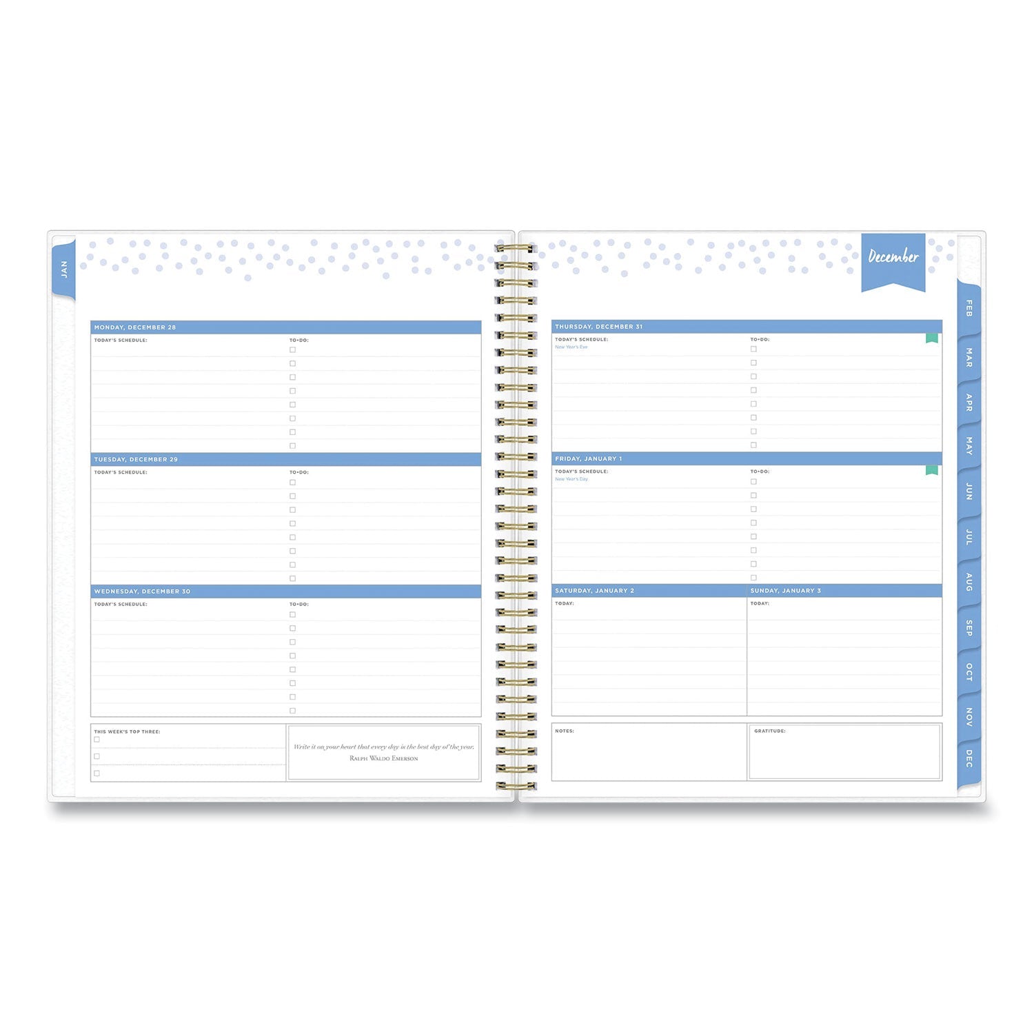 Blue Sky Day Designer Tile Weekly/Monthly Planner, Tile Artwork, 11 x 8.5, Blue/White Cover, 12 - Month (Jan to Dec): 2023 - themonogram manor 