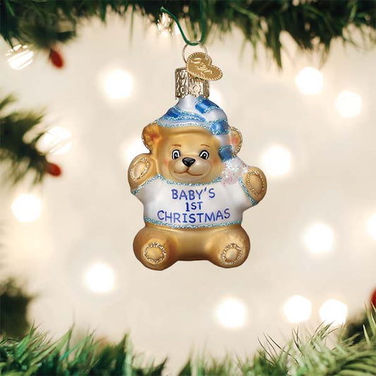Baby Boy's First Teddy Bear Ornament - #themonogram manor #