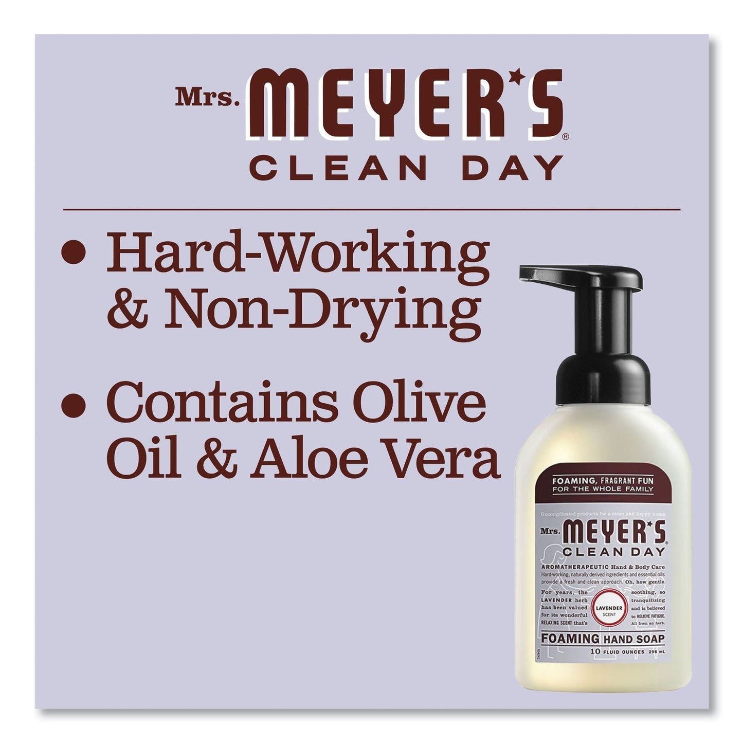 Mrs. Meyer's Foaming Hand Soap, Lavender, 10 oz, 6/Carton - themonogram manor 
