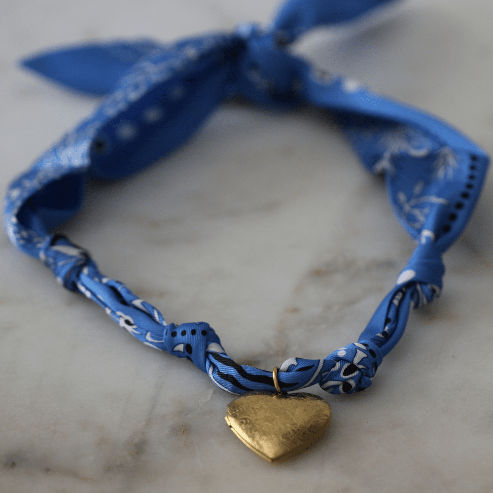 Blue Skies Heart Locket Scarf Necklace - themonogram manor 