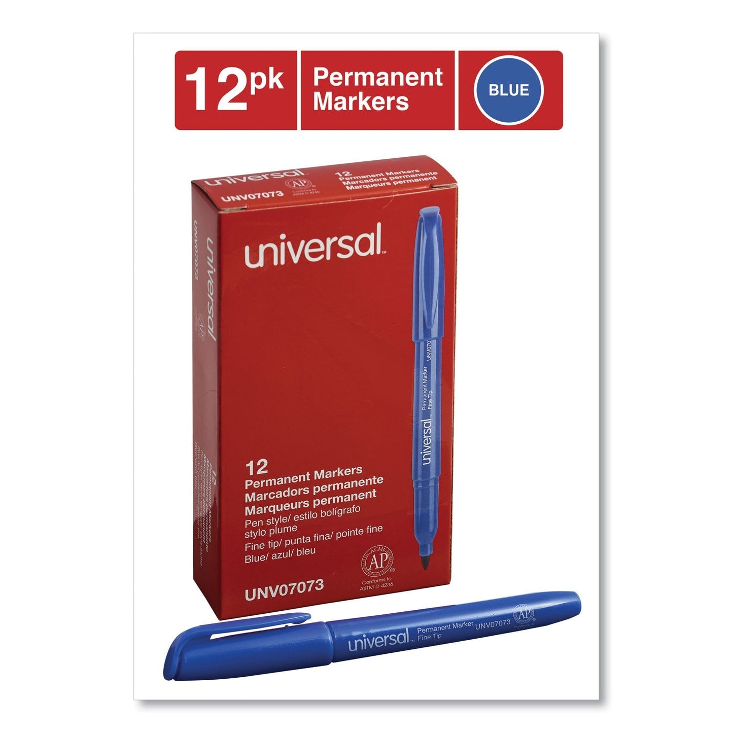 Universal Pen - Style Permanent Marker, Fine Bullet Tip, Blue, Dozen - themonogram manor 