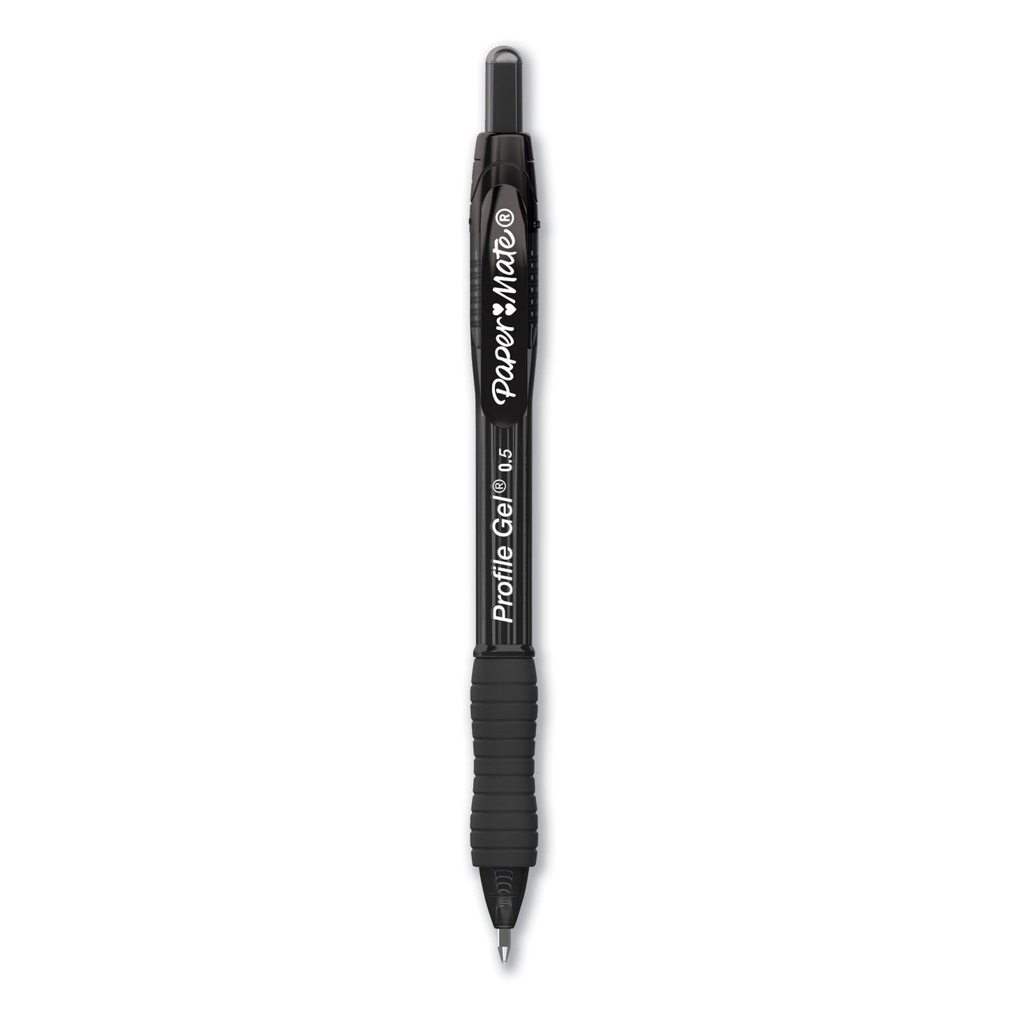 Paper Mate Profile Gel Pen, Retractable, Fine 0.5 mm, Black Ink, Translucent Black Barrel, Dozen - themonogram manor 
